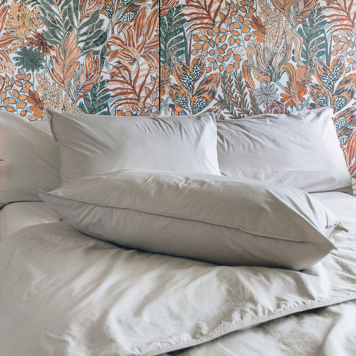 Funda Decorativa Percal Stone Wash | 200 Hilos King Size 90 cm x 50 cm Topo