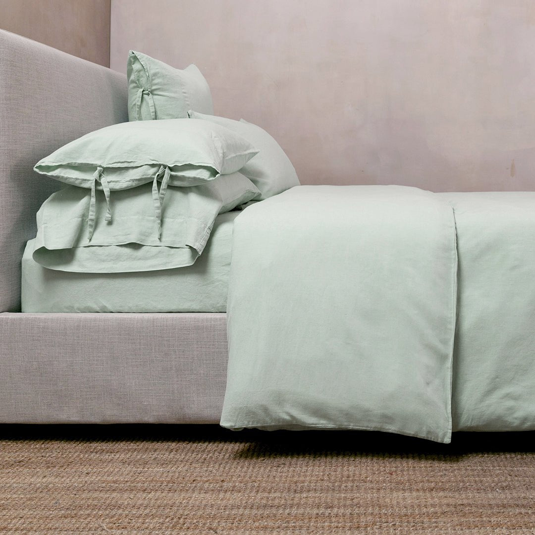 FUNDA DE EDREDÓN LINO/ALGODÓN - Mint & Lime
