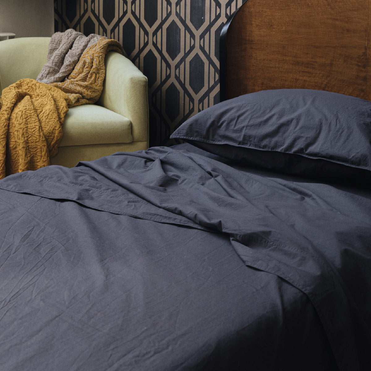 FUNDA DECORATIVA PERCAL STONE WASH | 200 HILOS - Mint & Lime